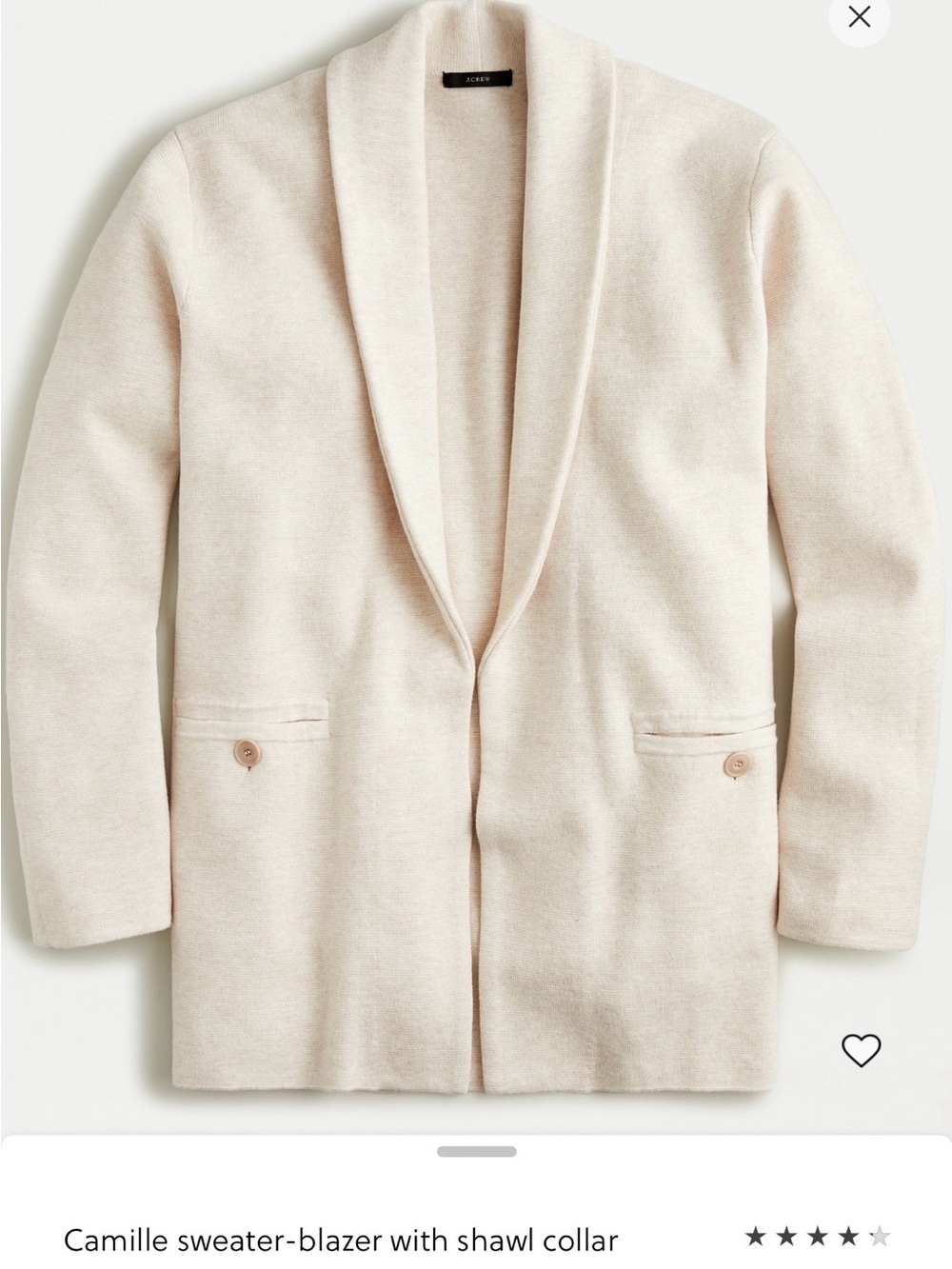 J. Crew Neutral Beige Shawl-Collar Open Cardigan